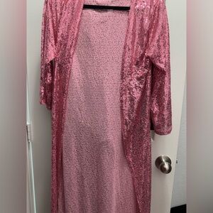 Pink sequin cardigan